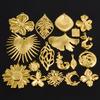 5pcs Gold Color Plant Charm Leaf Flower Feather Wings Tree Of Life Stainless Steel Pendants For Jewelry Making Necklace Supplies
