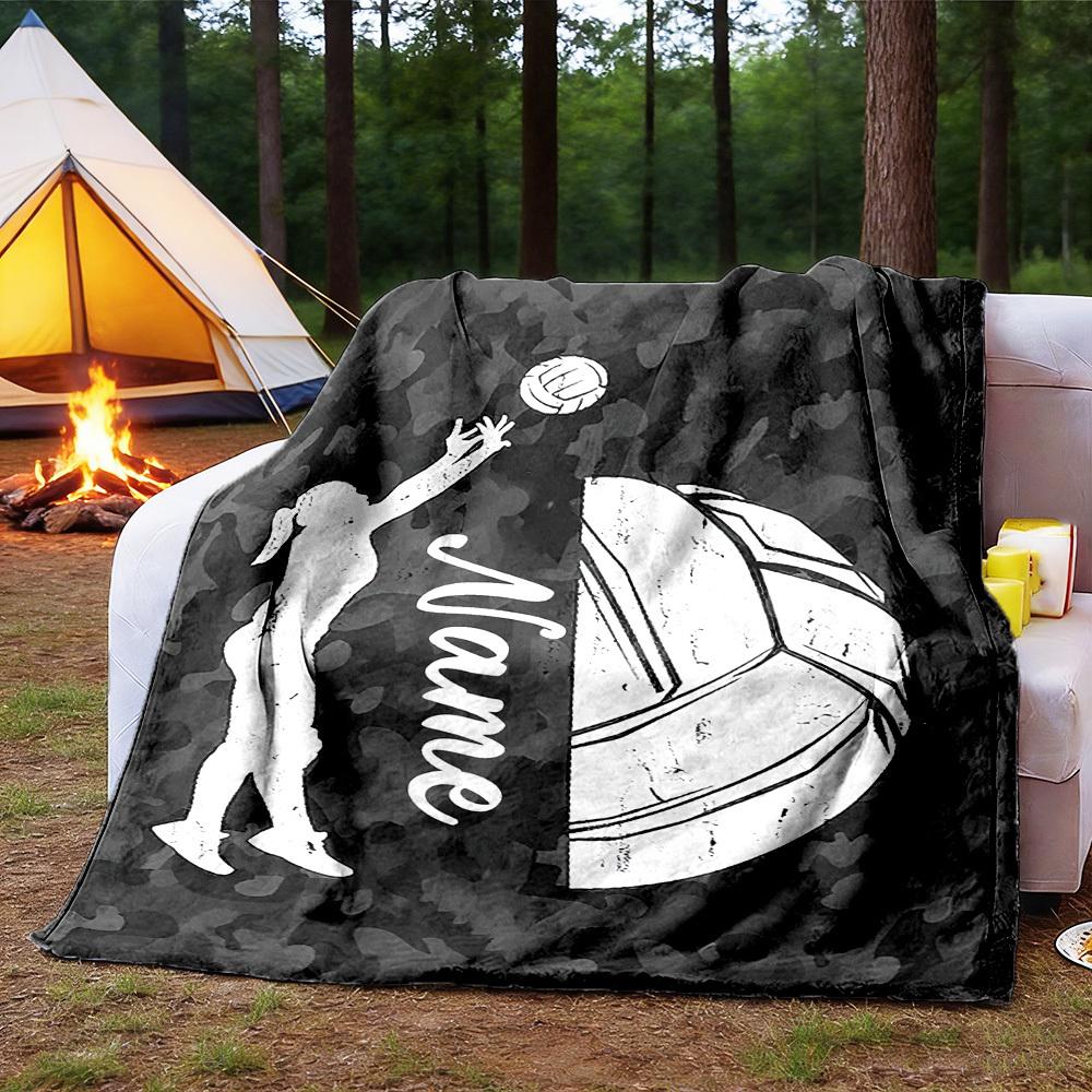 Volleyball Player Customize Your Name Outdoor Blanket Comfortable Soft Lightweight Allseason Multipurpose Throw For Travel Camping Picnic Sofa Office