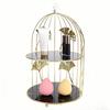 Goldfarbener Vogelkäfig-Form 2-stöckiger Cupcake-Kuchenständer Kosmetik-Aufbewahrungsregal Schmuck-Präsentationsständer Mehrzweck für Zuhause Schlafzimmer Partydeko