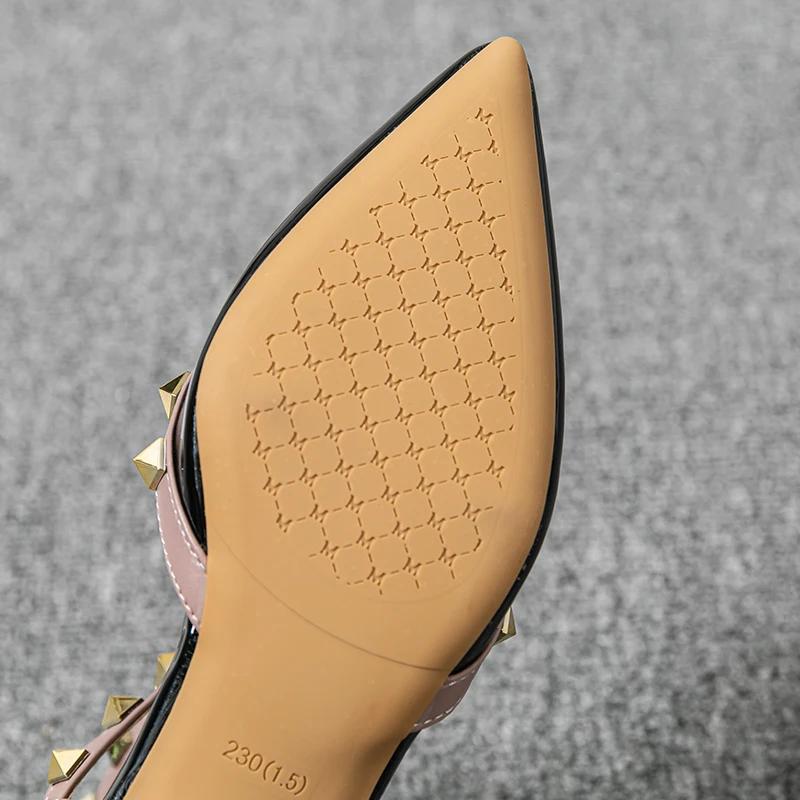 Summer High-heeled Women's Sandals Fashion  Design Pointed Rivet Red Casual Shoes Large Size 41-43