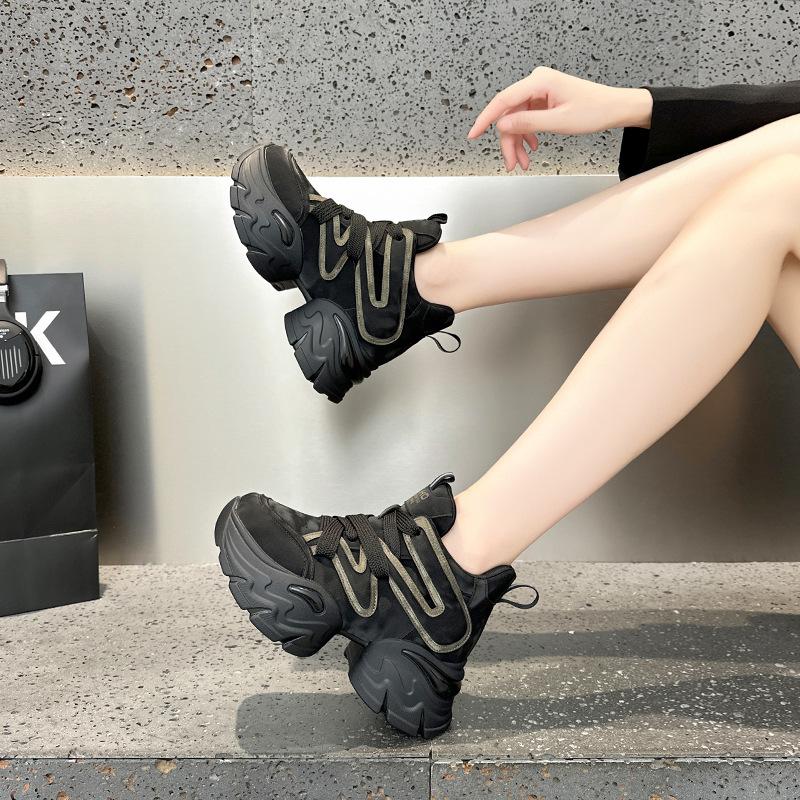 Inner Height Increase Trend Dad Shoes Women 2025 Autumn New Thick-soled High-top Versatile Ins Trendy Casual Shoes Sports Shoes