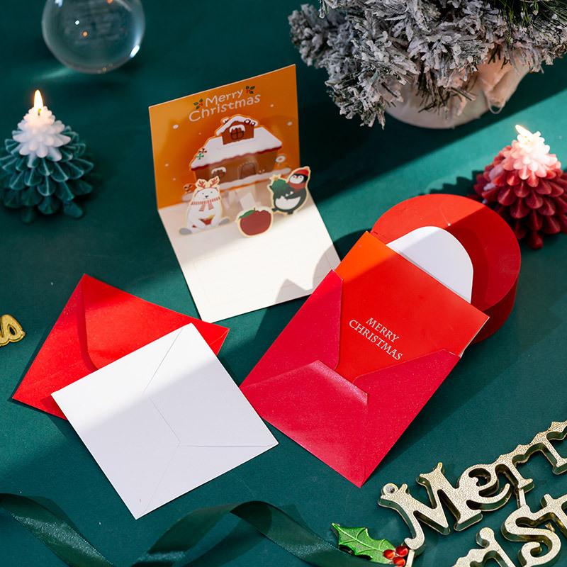 Christmas 3d Three-dimensional Greeting Card Handwritten Thank You Card Christmas Postcard High-end Folding Card Greeting Card with Envelope