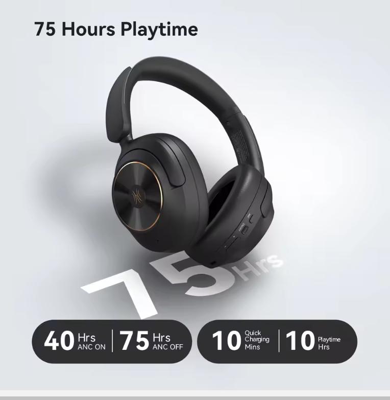 Oneodio Focus A6 -48dB ANC Wireless Bluetooth 6.0 Headphones Hybrid Active Noise Cancelling Over-Ear Headset with Mic Hi-Res APP
