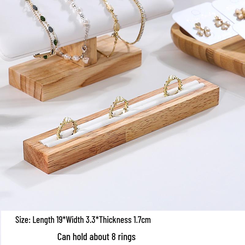Solid Wood Minimalist Ring Display Tray with 20 Slots