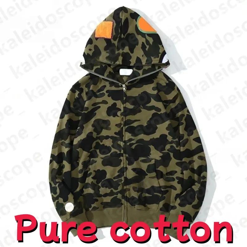 In-Stock Luminous Shark Head Camouflage Double Hood Sweatshirt - Unisex Fleece-Lined Autumn/Winter Outerwear