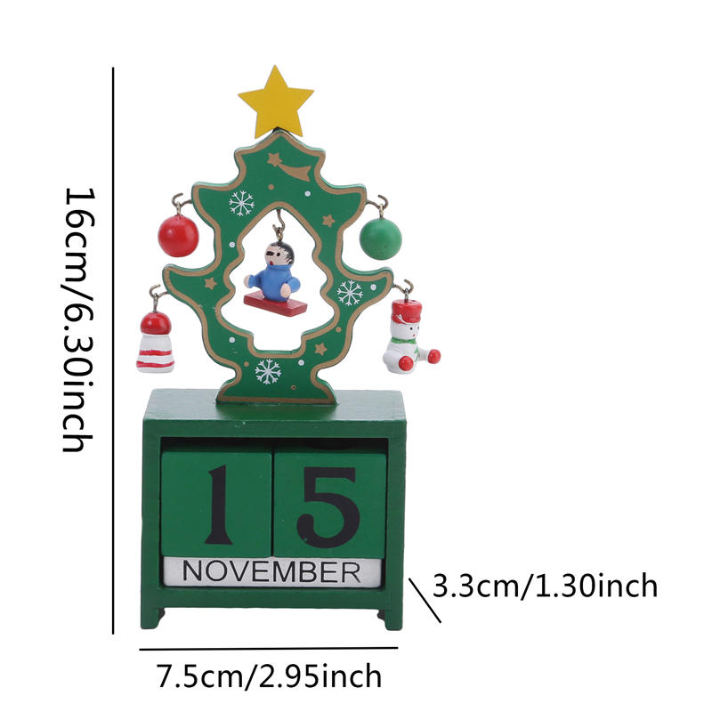 Creative Wood Desktop Calendar Ornament Perpetual Calendar Blocks Present for Christmas Decor