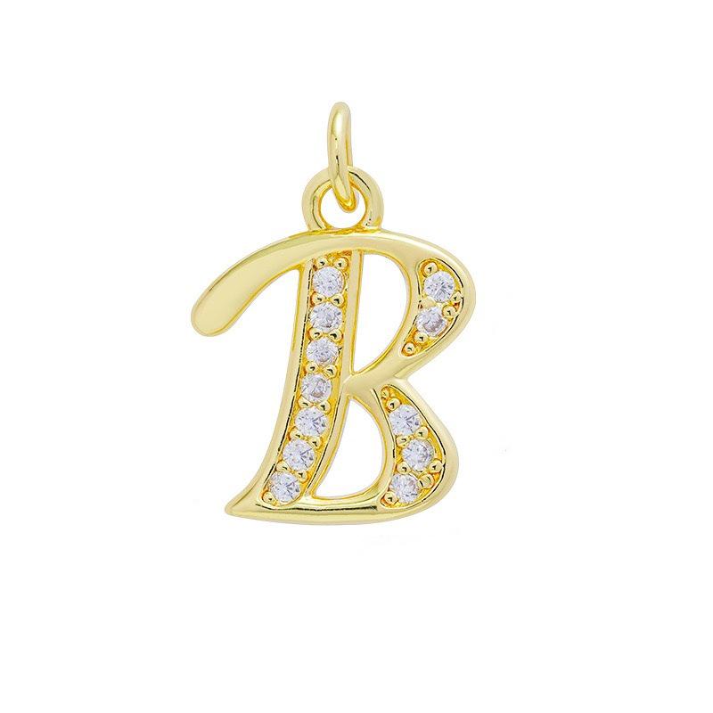 European & American Gold-Plated Copper Zircon Letter Necklace - High-End DIY Jewelry Accessory