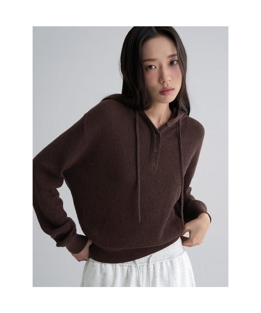 8seconds Button Hooded Pullover Brown