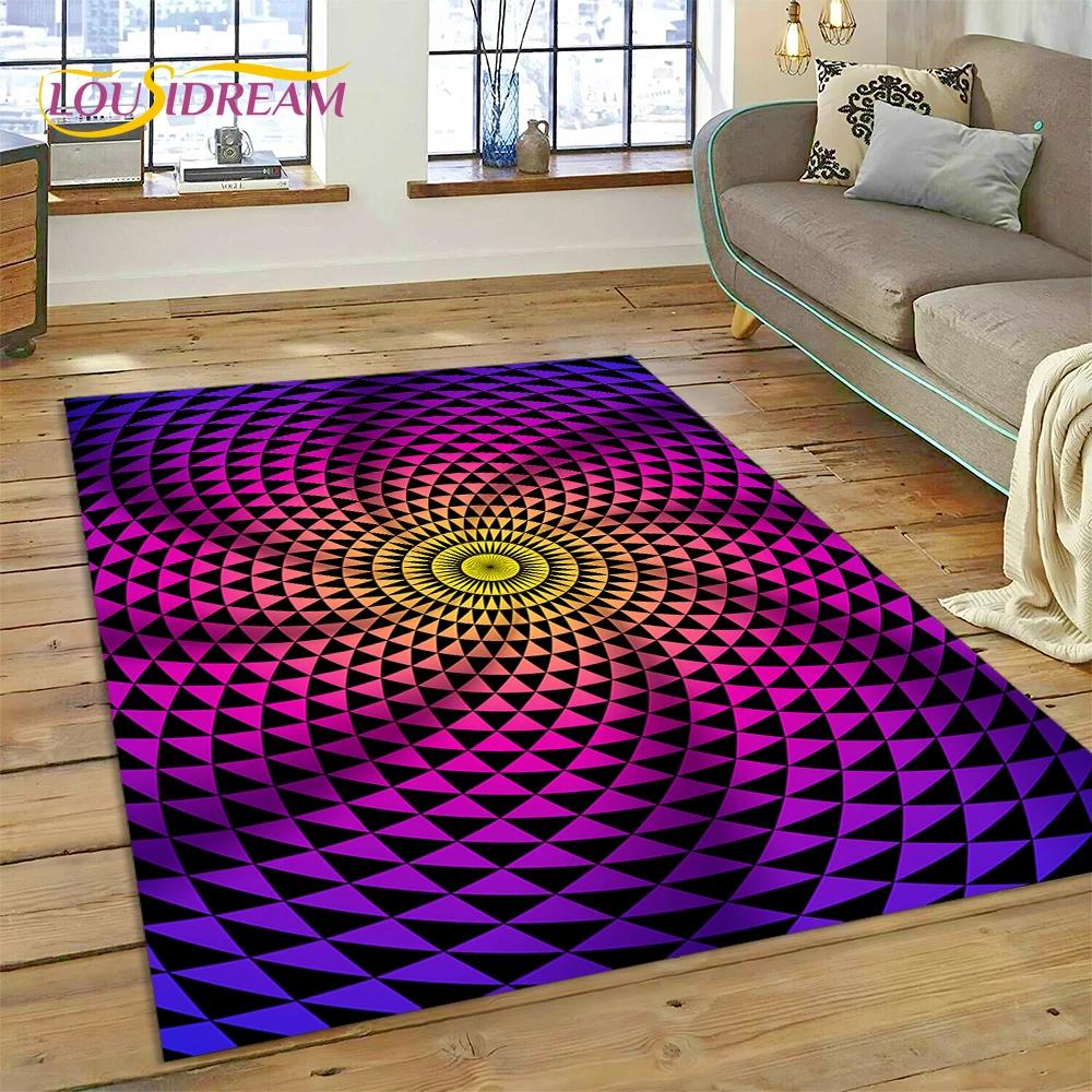 3D-Vortex-Teppich mit visuellen Illusionen für Wohnzimmer, Schlafzimmer, Heimdekoration, Bodenmatte, rutschfeste Dekoration für Sofa, Küche, Fußmatte