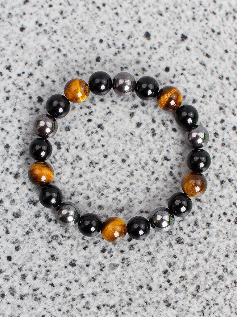 Natürliches Tigerauge Hämatit Obsidian Perlen Armband für Schutz Mut Erdung & Spirituelle Klarheit Energie Boost Schmuck