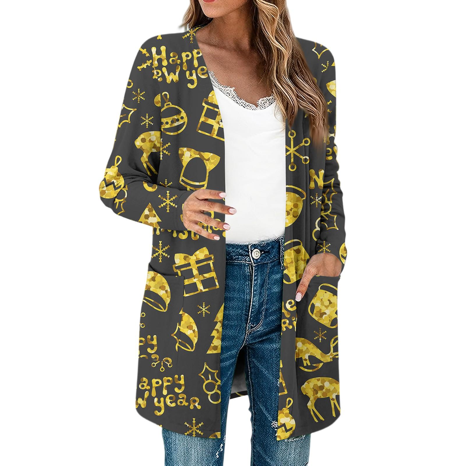 

Женские легкие кардиганы с длинным рукавом и открытой передней частью, легкое винтажное пальто с длинным рукавом и принтом, с карманами XXL оранжевый