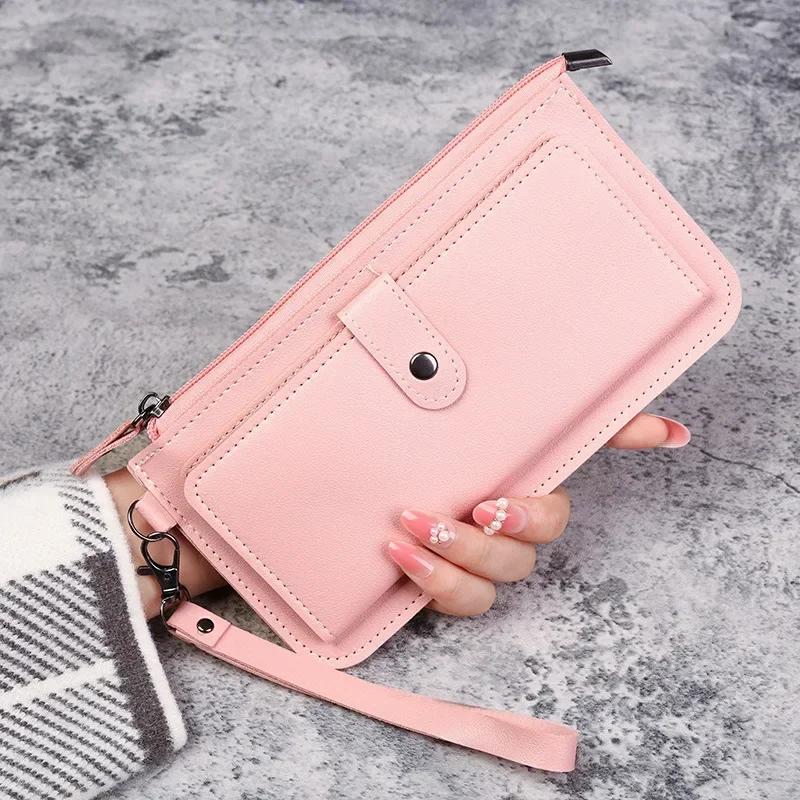 1 Pcs New PU Leather Long Multi-card Position Clutch Buckle Zipper Studen Wallets Women's Wallet Multifunctional Fashion New