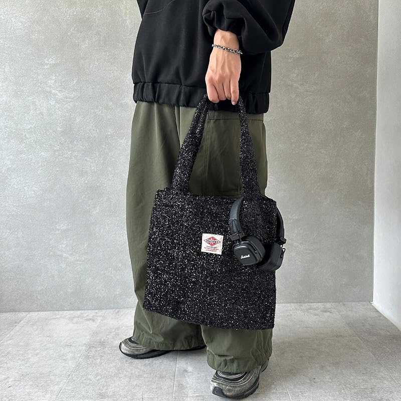 [Holiday AM] geantă tote cu sclipici, tip shaggy, pentru femei, mărime: Înălțime 34 x Lățime 33 x Lățime 2,5 cm / Lungime mâner: Geantă sclipici 54cm geantă tricotată șchiopă mare