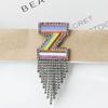 Embroidery Rhinestone Tassel  Brooch A-Z Letter Banquet Clothes Pin  Decoration