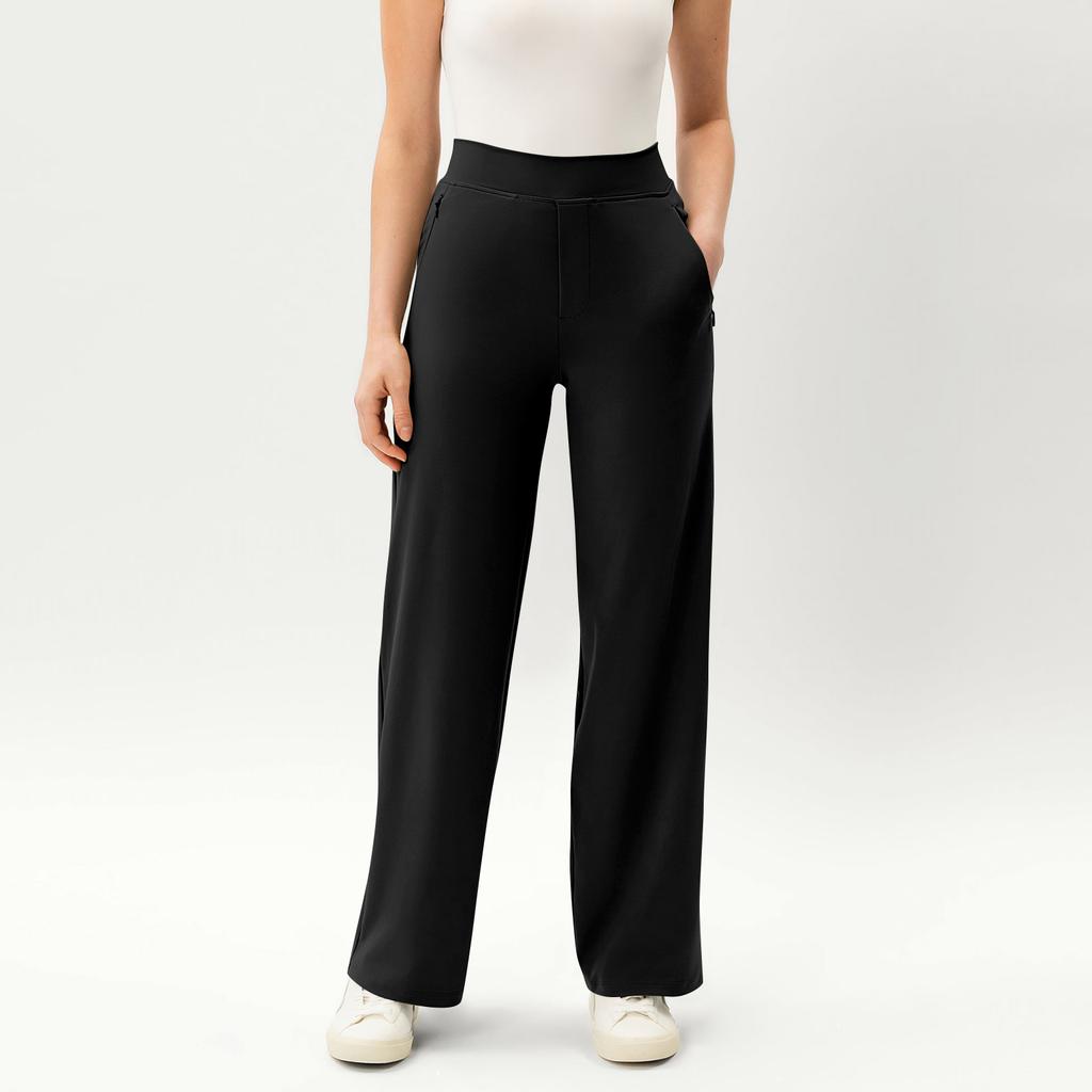 Hose mit weitem Bein für Damen, Yogahose, hohe Taille, Jogginghose mit Taschen, Stretchhose, bequeme Workout-Sport-Jogginghose