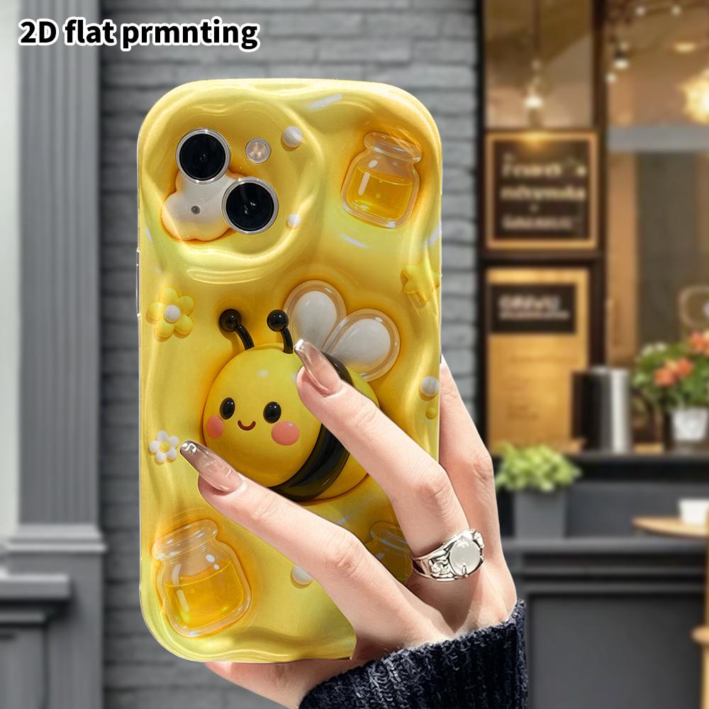 Phone Case: 2D Flat Design Suitable for iPhone 18 17 16 15 14 13 Pro Protective Case, Little Bee, Perfect Christmas and Halloween Holiday Gift