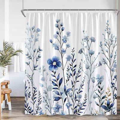 Bloemig Blad Douchegordijn Groene Bladeren Kleurrijke Bloemplant Scandinavische Badkamer Decoratie Moderne Polyester Badgordijn met Haak