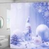 Christmas Waterproof Punch Free Bathroom Bath Shower Curtain Decoration with 12 Hooks Set