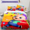 Juego de Ropa de Cama CoComelon de 3 Piezas Funda Nórdica con Cierre Incluye 1 Funda Nórdica y 2 Fundas de Almohada, Suave y Cómodo para Todas las Estaciones.