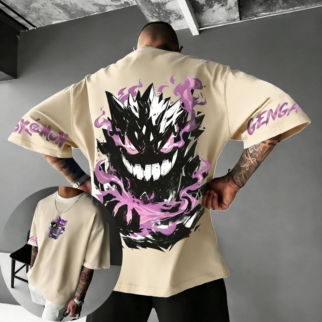 2026 Summer New Arrival Pokémon Gengar Tshirt Plus Size Mens Sportswear Outdoor Training Fitness Family Matching Outfits Top