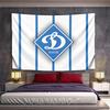 Dynamo Kyiv Logo On Blue Stripes Pattern Wall Hanging Tapestry Decorative Tapestry Home Decor for Bedroom and Living Room