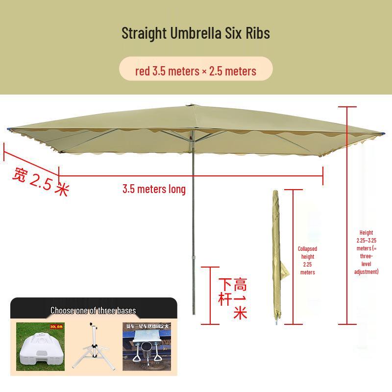 Large Rectangular Folding Patio Umbrella with Canopy Sun Protection
