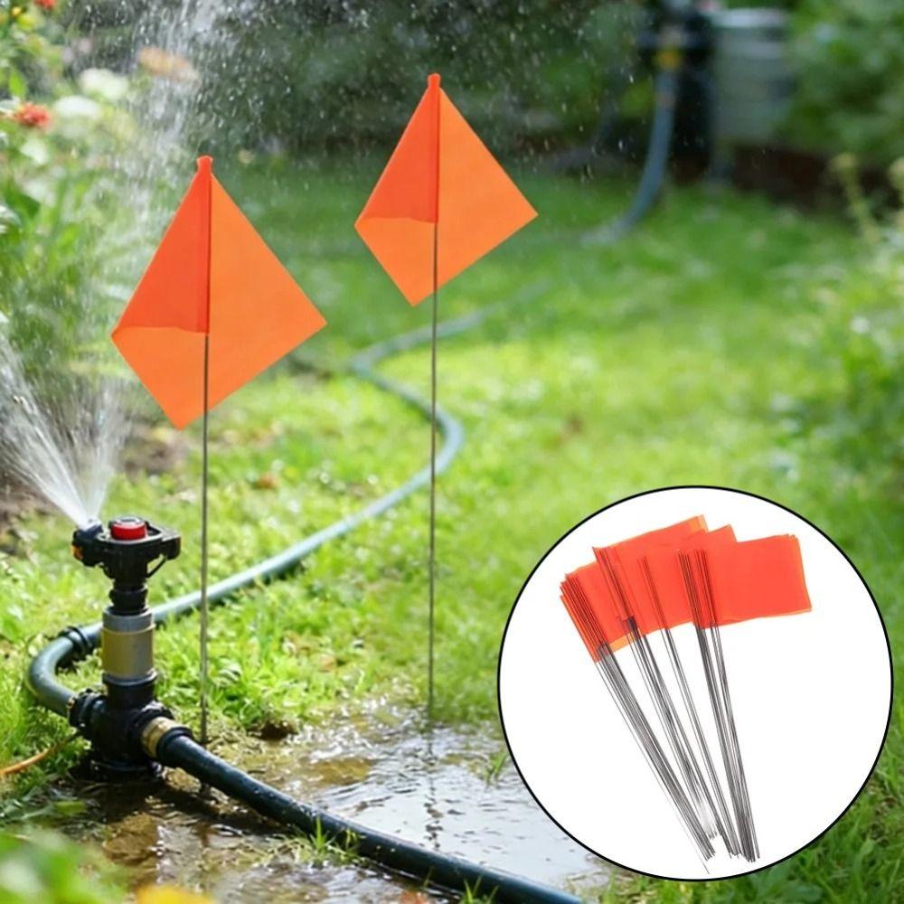 50pcs Reusable Marking Flags Visible Sprinkler Flags PVC Lawn Marking Flags Lawn