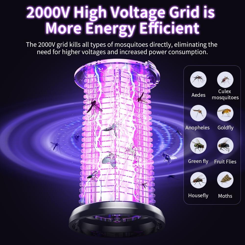 Lumină Reîncărcabilă și de Camping 2 în 1, Electric 2000V cu Lumină UV, 395NM Captator de Insecte pentru Interior și Exterior, Portabil pentru Muște
