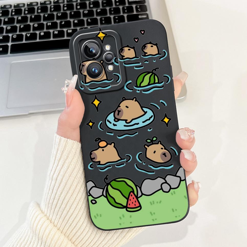 Cartoon Case For Realme GT2 Pro RMX3301 / Realme GT Neo2 GT 2 Bumper Soft Liquid Silicone Back Cover Flower Luxury Phone Shell