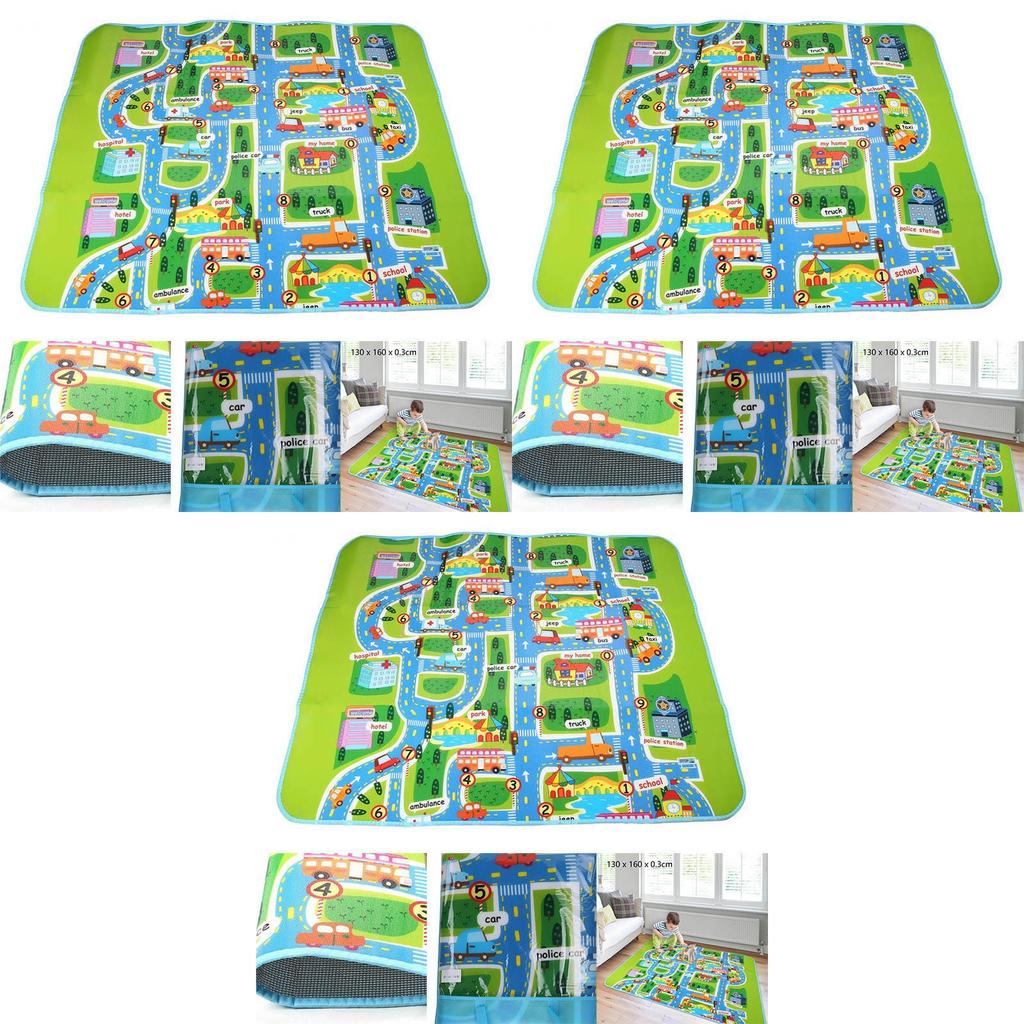 Soft And Safe 130x160cm Children's Road Map Play Mat With Traffic City Theme