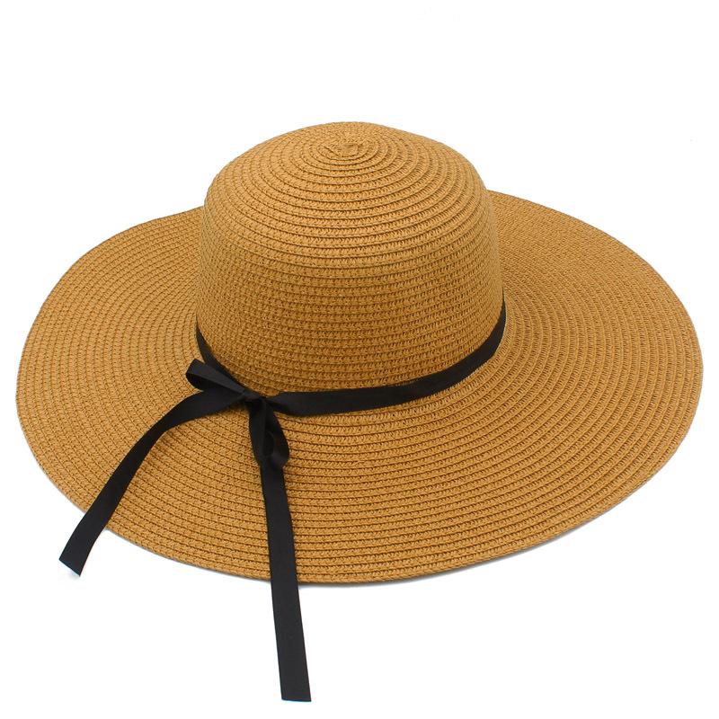 Summer Small Fresh Sunscreen Visor Hat Women's Super Big Eaves Foldable Straw Hat Seaside Big Edge Fashion Beach Hat