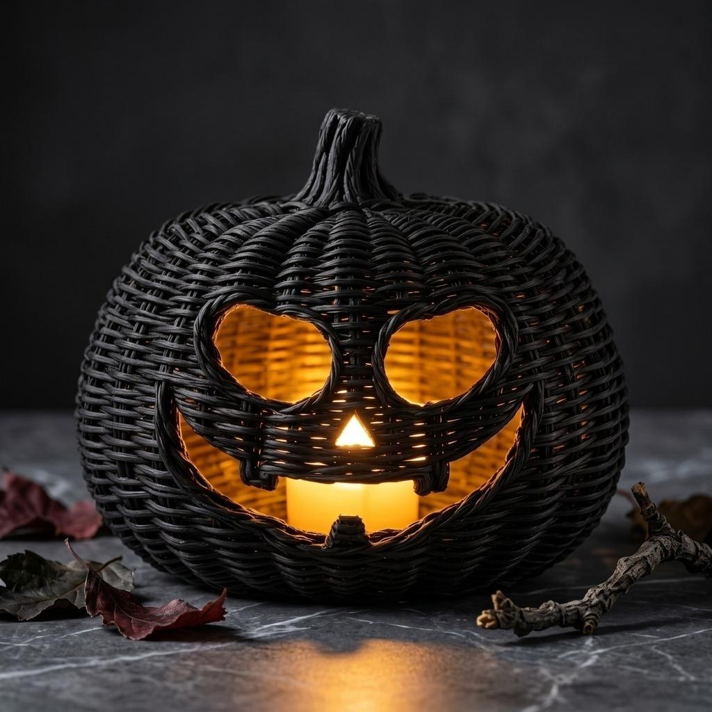 Woven Halloween Pumpkin Tabletop Decoration for Fall Home Decor