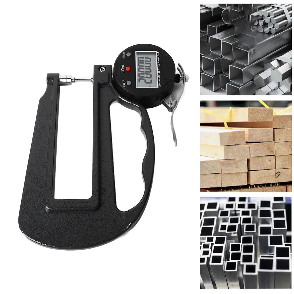 Digital Thickness Gauge 0.001mm 0.00005in Resolution 12.7mm 0.5in Range Aluminum Alloy Dial Thickness Meter