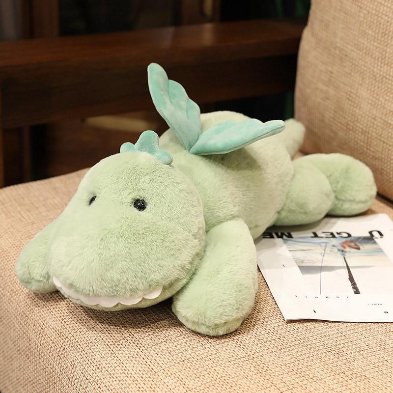Cute Dinosaur Sitting Plush Cartoon Boy Sleeping In Bed Accompanied By Doll Gift
