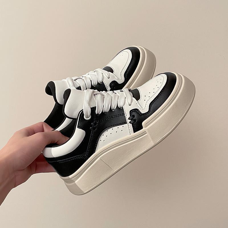

Dopamine Platform White Shoes Women s New Women s Low-Tooth Shoes Color Matching Sports Casual Shoes Women 40 чёрный