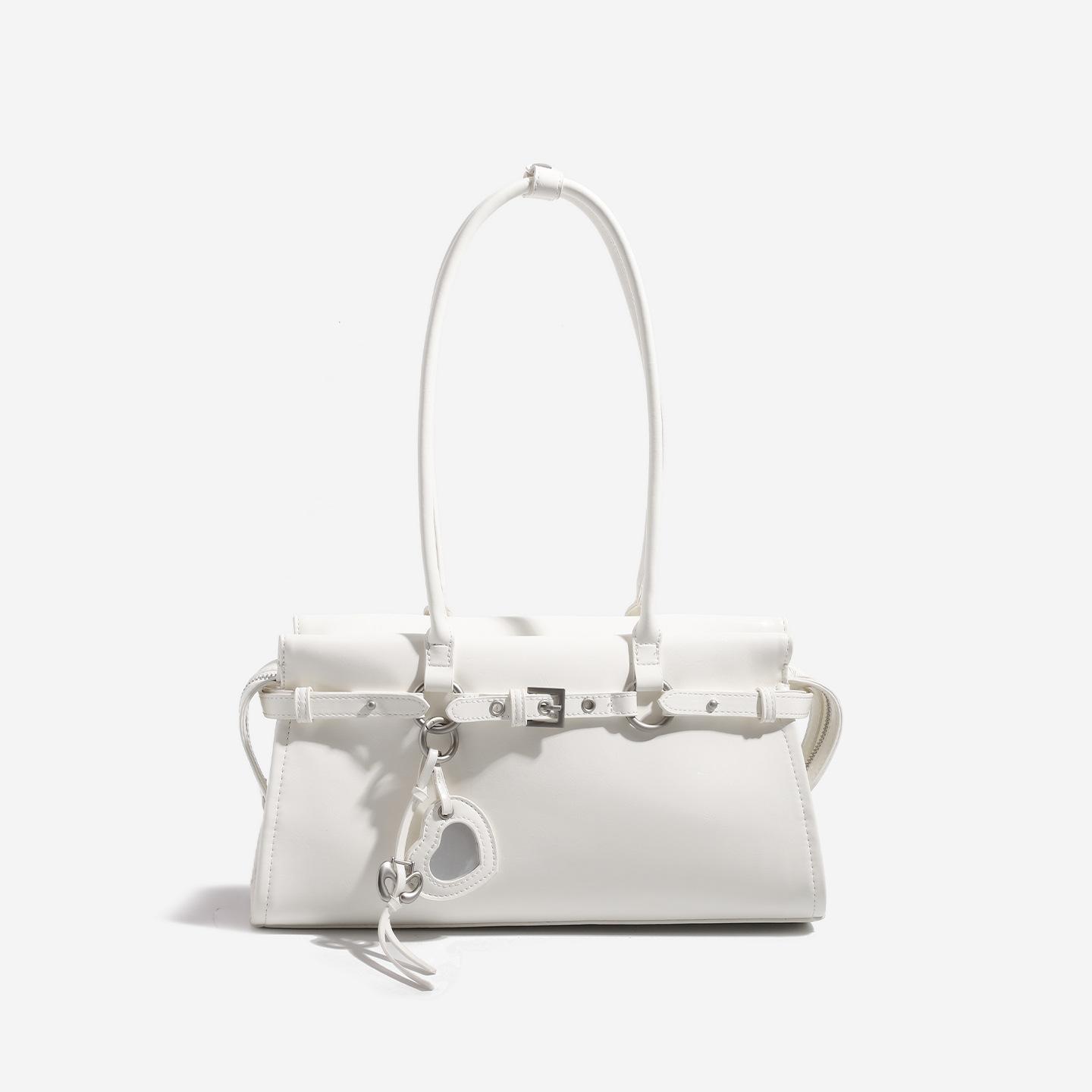 

Real Leather Versatile Baguette Bag, New High-end and Niche Underarm Bag, Commuting Handbag, Single Shoulder Women s Bag молоко, білий колір