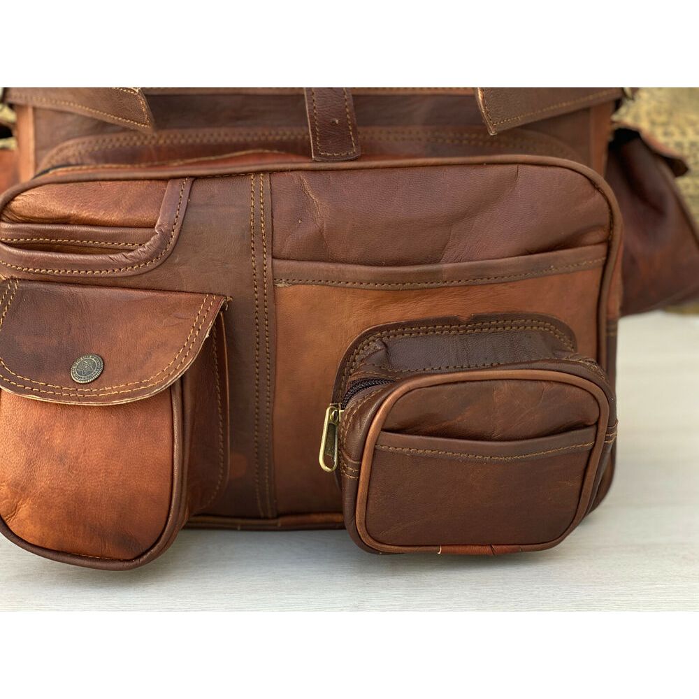 Leather Extra Large Backpack Rucksack Travel Luggage Bag (Original Goat Leather)