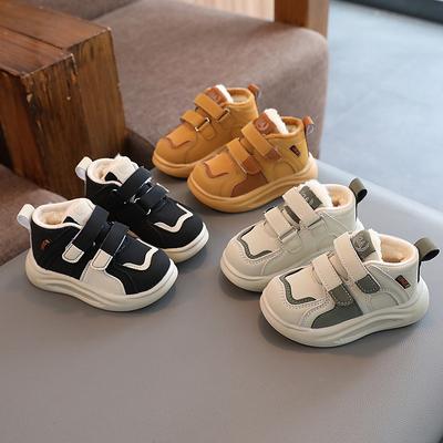 Velvet Children's Sneakers Winter Beige Girls' Soft-soled Baby Tennis Shoes Kids Brown Boys' Casual Shoes