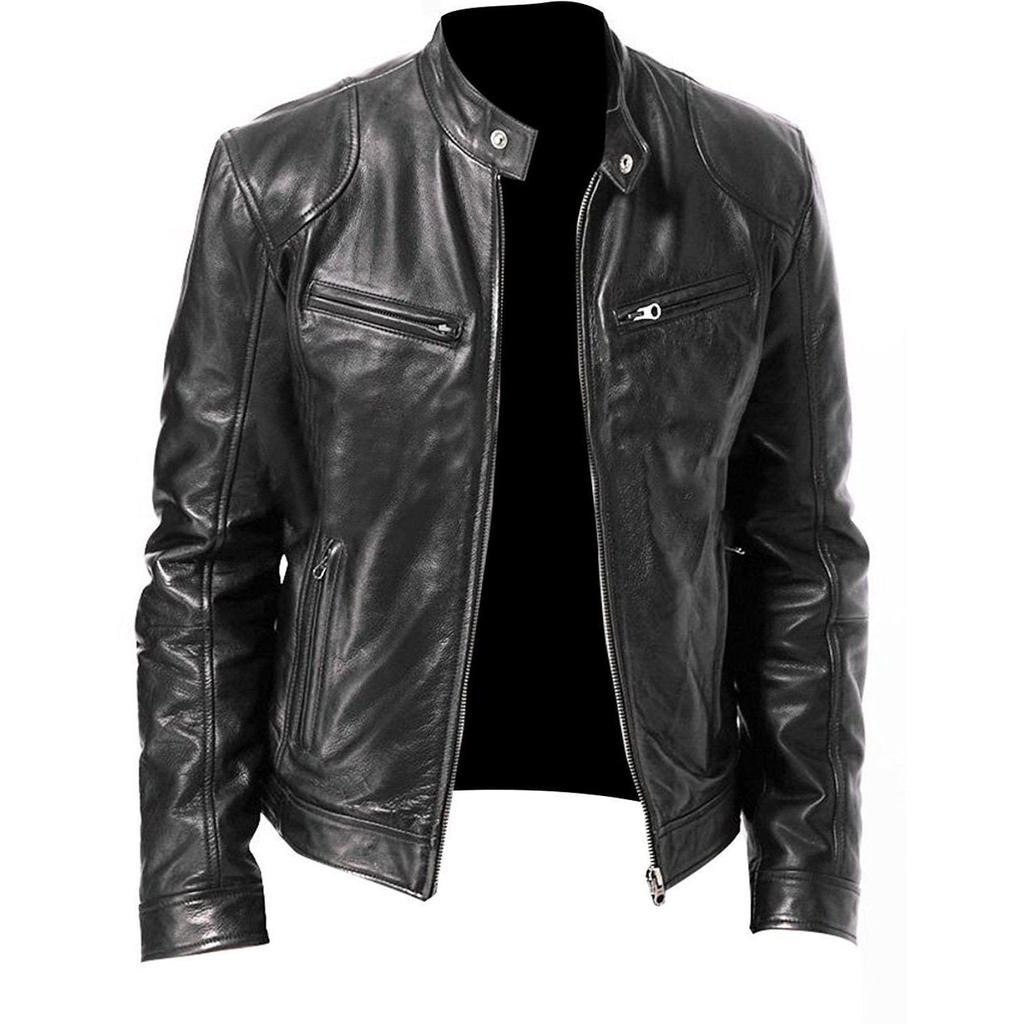 Motorcycle Jackets Man Casual Fashion Motorcycle Coat Slim Fit Lapel PU Jackets Autumn Anti-wind Artificial Leather Coat Male