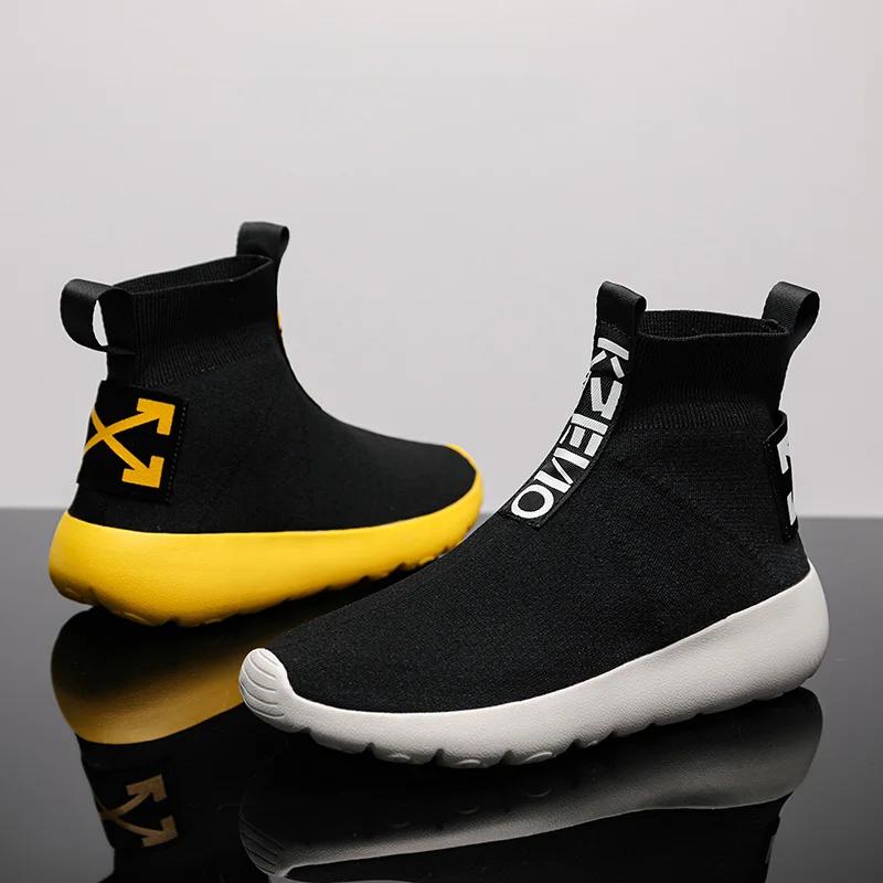 Socks Sneakers Men Knit Upper Breathable Sport Shoes Sock Boots Man Shoes High Top Running Shoes for Men