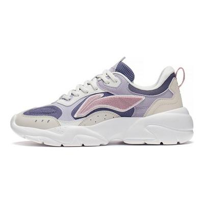 Li Ning Flowing Rock Flowing Rock Classic Low Top Sports Casual Shoes Women's Beige Purple AGCS268-2