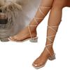 Women's Strapping Sandals High Heels Square Heels Caligae 2024 Elegant Woman Heeled Shoes