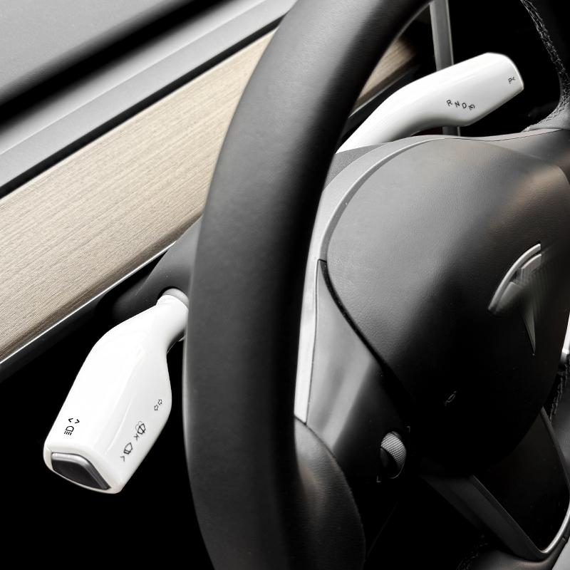 2PC Carbon Fiber Steering Wheel Whift Protection Cover For Tesla Model 3 Model Y ABS Car Column Shift Knob Cover Decor For Tesla