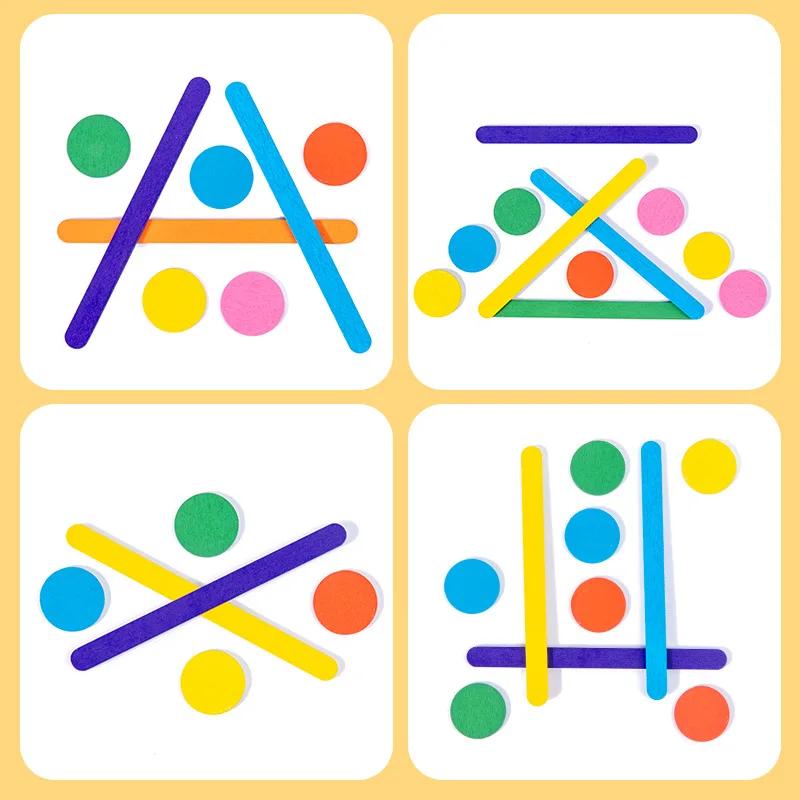 Kinder Regenbogenstäbchen Denkspiel Holz DIY Eisstiel Puzzle Herausforderung Tischspiele Montessori Pädagogisches Kinderspielzeug