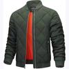 Giacca casual da uomo in cotone leggero a rombo con collo alto, da autunno e inverno, alla moda, imbottita in cotone