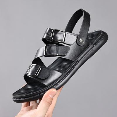 Modne Luksusowe Sandały Męskie Wysokiej Jakości Skórzane Sandały z Skóry Bydlęcej Outdoorowe Casualowe Sportowe Sandały Męskie Letnie z Odkrytymi Palcami Plażowe Sandalias
