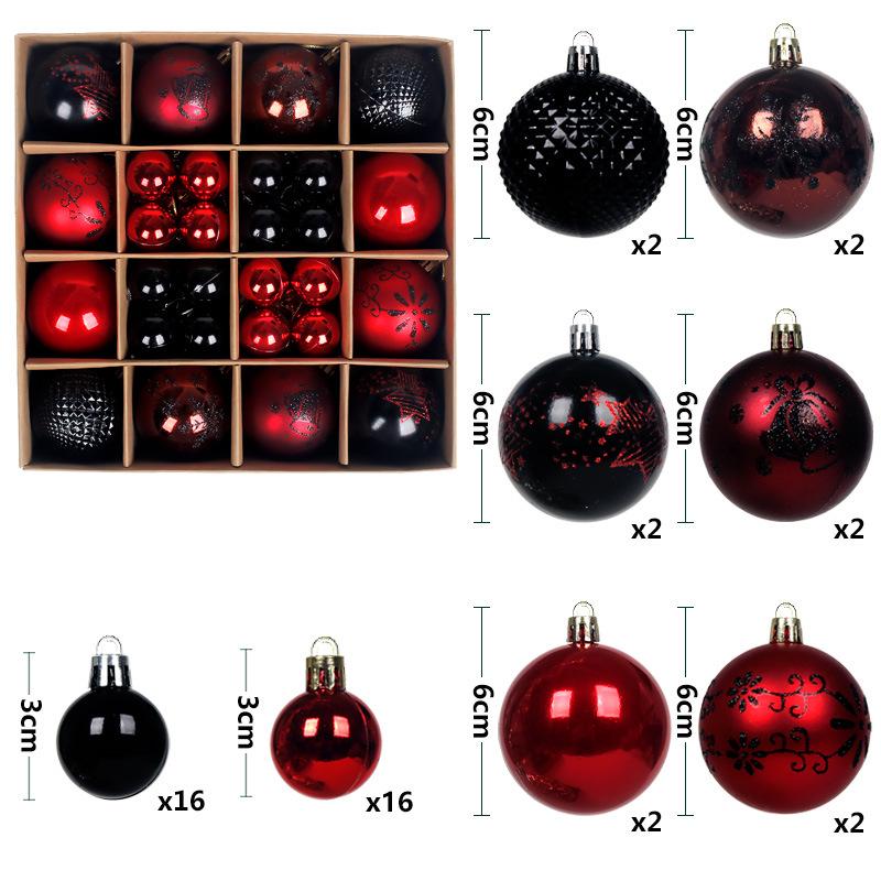 Christmas Decorative Ball Set: 44 Painted Electroplated Balls, 3-6cm, In Special-Shaped Paper Box