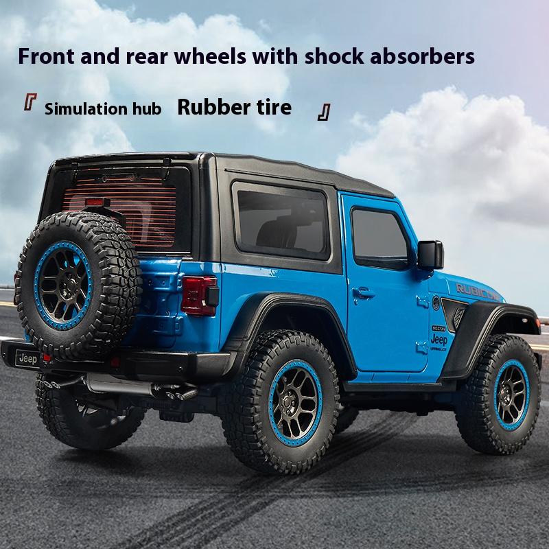 1/18 Scale Jeeps Wrangler Rubicon Alloy Metal Diecast Model Car Sound & Light Collecting Hobbies Toys Gifts for Firend Decoration Kids