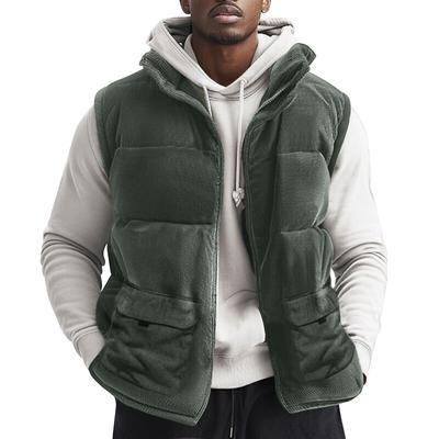 Men's Plush Thickened Stand Collar Vest Large Size Waistcoat Workwear Vest Warm Jacket