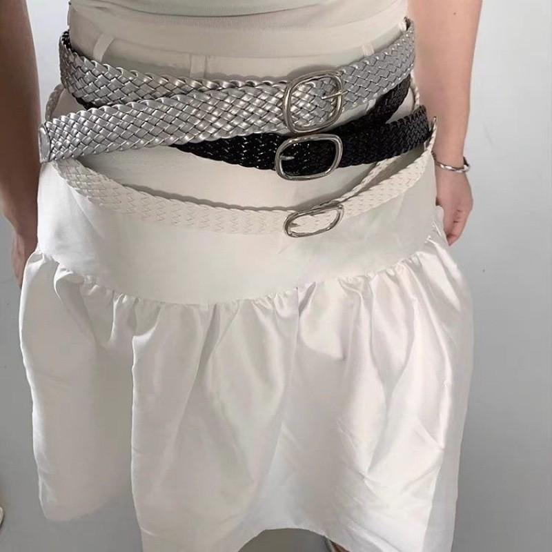 Silver Sophisticated Woven Waist Belt For Ladies Ideal For Autumn Trends